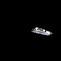 Yacht Moving And Creating White Water Trails On Black Background