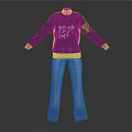 Black Turtleneck Sweater Leather Sleeves With Colorful You Are So Cool Print Blue Flared Jeans