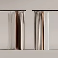 Modern Soft Curtains In White Beige Brown Hanging On Black Rods