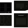 Essential Modern Kitchen Appliances Including Microwave Oven Electric Oven Gas Stove And Induction Cooktop