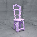Purple Accent Chair With Unique Sculptural Design And Hollow Backrest In Gray Concrete Setting