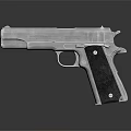 Classic Silver Metal Semi Automatic Pistol With Detailed Black Grip And Sleek Finish