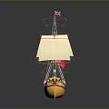 Detailed Yellow Model Ship With Masts Sails And British Flag 3d model