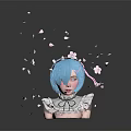 Blue Haired Character With White Outfit Surrounded By Butterflies And Cherry Blossom Petals