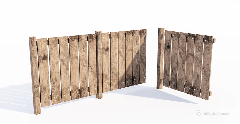 Rustic Wooden Fence Design With Natural Wood Texture For Outdoor Garden 3d model 
