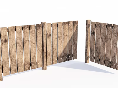 Rustic Wooden Fence Design With Natural Wood Texture For Outdoor Garden 3d model