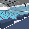 Indoor Swimming Pool With Lap Lanes Red Dividers Blue Benches And Spectator Stands