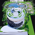Outdoor Children's Play Area Design Featuring Circular Pool Green Landscape And Trees