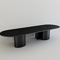 Modern Minimalist Black Oval Dining Table With Sturdy Cylindrical Bases For Contemporary Home Dining Space