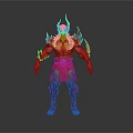 Muscular Man In Flame Themed Armor With Red And Orange Fiery Details