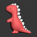Cute Pink Dinosaur Doll with White Crest in Standing Pose Soft Plush Toy
