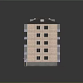 Multi Story Residential Building With Red Brick Exterior White Balcony Railings And Dark Roof