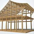 Chinese-style ancient building wear bucket structure 3d model