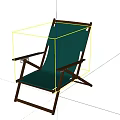 Green Fabric Lounge Chair With Wooden Frame Foldable Design For Outdoor Use