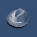 Stylish Gray Wide Brim Hat With Silver Band On Blue Background