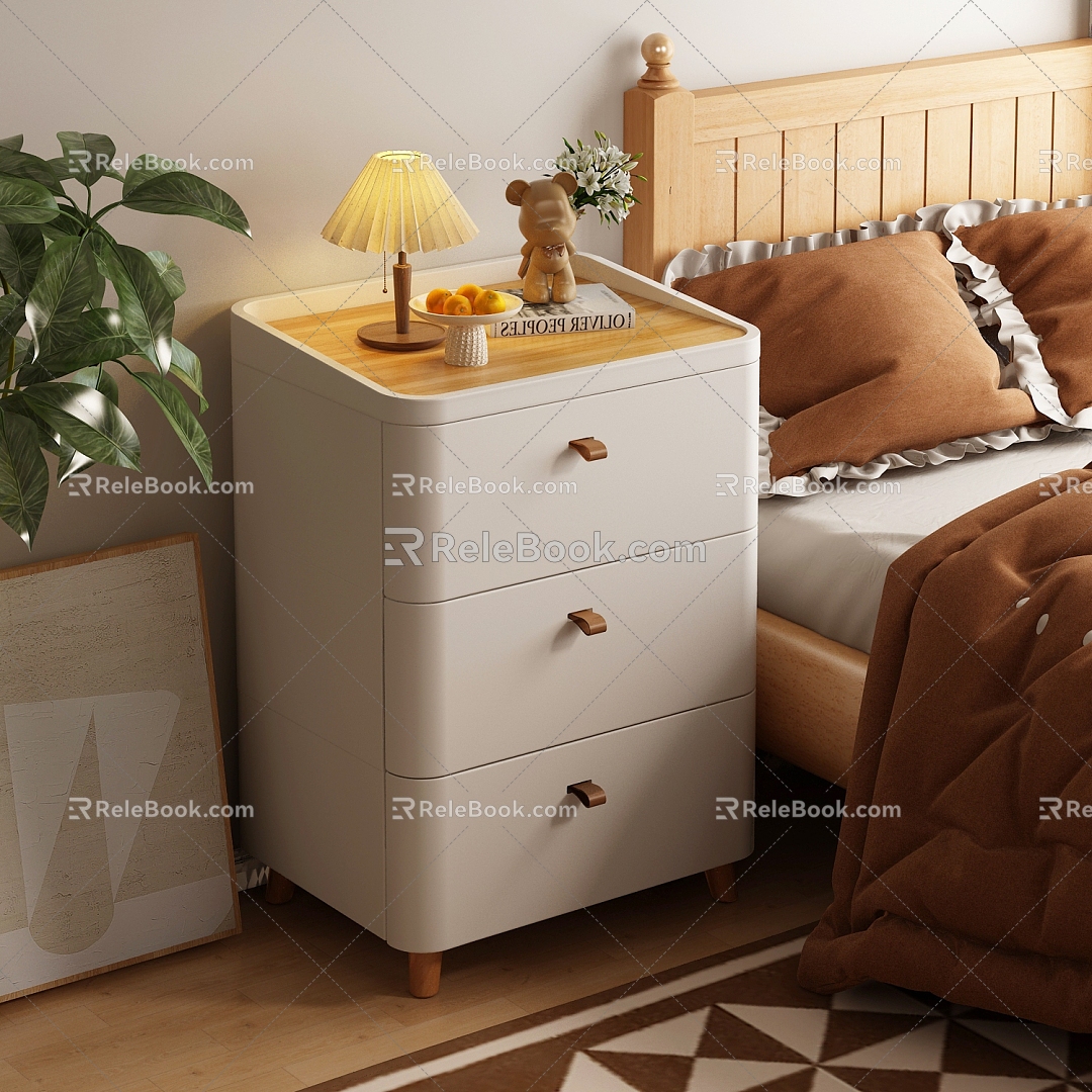 Bedside Table Nordic Bedside Table Solid Wood Bedside Table Bedside Table High Nordic Bedroom 3d model