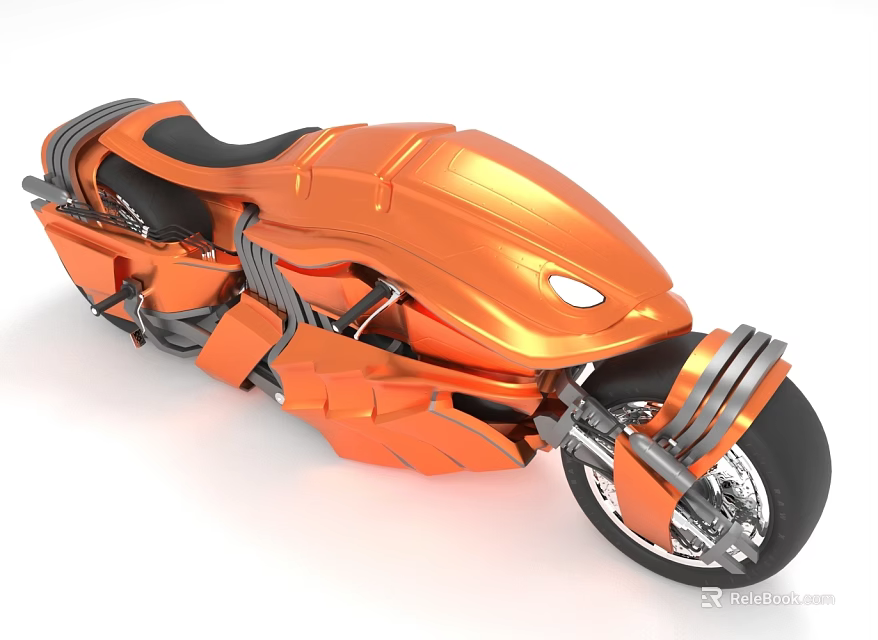 Orange Futuristic Motorcycle With Sleek Styling And High Tech Details 3d model 
