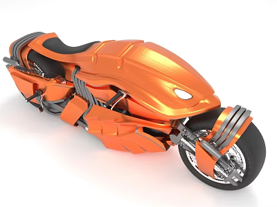 Orange Futuristic Motorcycle With Sleek Styling And High Tech Details 3d model