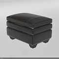 Modern Black Leather Upholstered Stool With Layered Design And Short Legs 3d model
