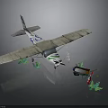 Space Exploration Aircraft Model Featuring Green Patterns Small Plants And Mini Cart