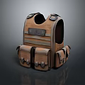 Brown Durable Tactical Vest With Multiple Pockets And Metal Buckles Design