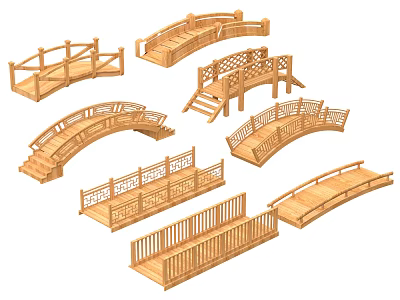 wooden bridge arch bridge suspension bridge 3d model