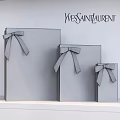 Yves Saint Laurent Black Gift Box Set With Gold Logo Bow Ribbon Three Sizes