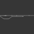 Industrial Metal Tubular Structure with Support Brackets and Curved Pipes