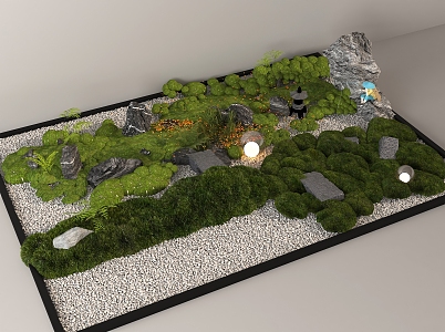 Modern plant combination courtyard sketch moss micro-terrain plant pile landscape landscaping 3d model