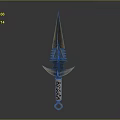 Ornate Ancient Bronze Spike Weapon With Carved Runes And Decorative Guard