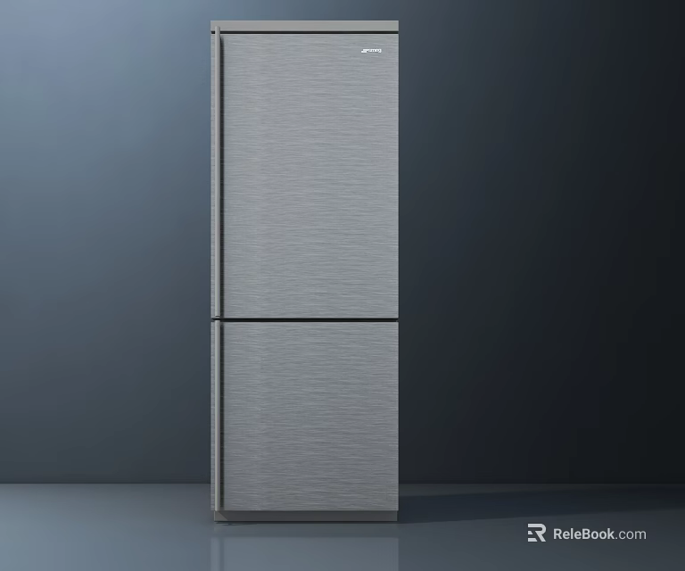 Sleek Modern Stainless Steel Refrigerator Freezer With Double Door For Modern Home Kitchen 3d model 