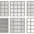 Various Modern Glass Partition Designs With Metal Frames And Grid Patterns 3d model