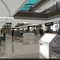Modern Shopping Mall Lobby Interior With Glass Skylight Escalators And Information Kiosk