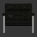 Black Leather Single Sofa With Metal Frame For Modern Living Room