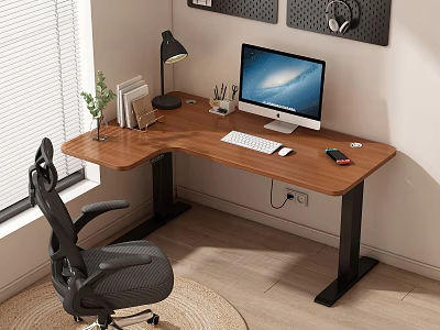 Computer Desk and Chair Desk and Chair Office Supplies Lifting Computer Desk 3d model