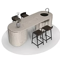 Modern Bar Chair Combination Dining Table and Chair Combination Dining Table and Chair Tableware Dining Table 3d model
