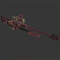 3D Rendered Heavy Machine Gun Design with Long Barrel Scope Black Metal Body and Stable Mount