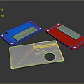 Colorful Computer SSD Enclosures in Blue Red and Gray with Metal Label Area