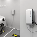 Modern Well Lit Parking Garage With Electric Cars Charging Stations White And Blue Vehicles