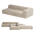 Beige Linen Fabric Modern Modular Sectional Sofa With Comfortable Multi Seat Design