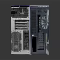 Open PC Case With Visible Internal Components Motherboard And Colorful Cables 3d model