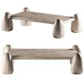 Modern Dining Table With Sturdy Rounded Block Legs And Natural Wood Texture