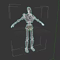 Game Movie Character Robot With Metallic Body And Glowing Circular Core