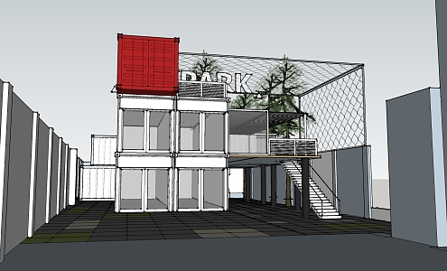 Industrial LOFT Container House 3d model