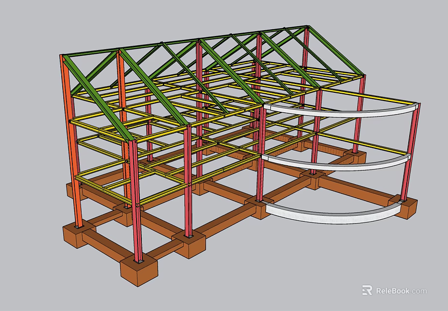 Industrial Equipment Metal Frame Structural Components With Steel Support And Construction Elements 3d model 