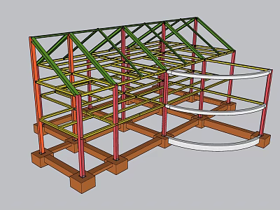 Industrial Equipment Metal Frame Structural Components With Steel Support And Construction Elements 3d model