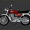 Red Yamaha Motorcycle With Vintage Design Silver Body Parts And Black Seat
