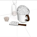 Elegant Silver Tableware Set With Ice Bucket Wooden Handle Scoop Whiskey Glass And Engraved Pattern