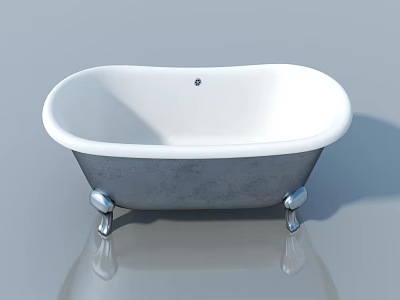 Modern White Bathtub With Silver Legs In Sleek Minimalist Bathroom Design 3d model