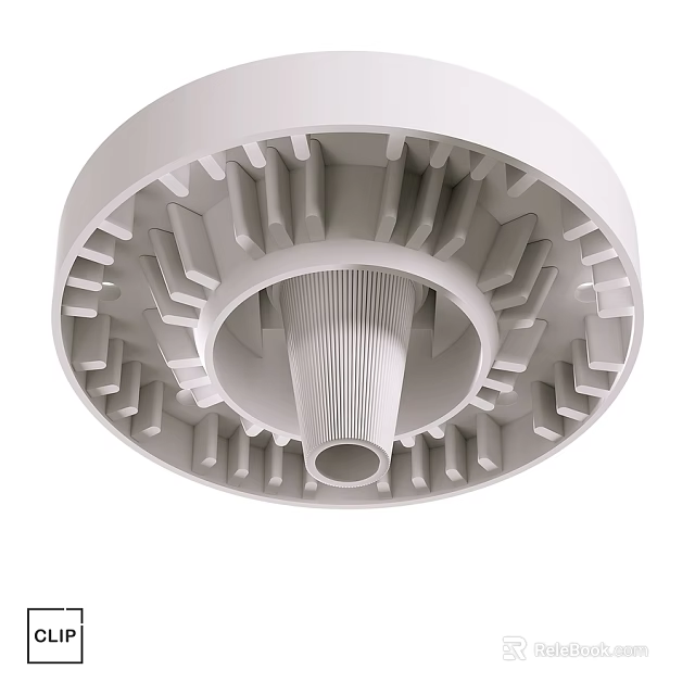 Modern White Circular Geometric Layered Decorative Ornament Set for Home Decor 3d model 